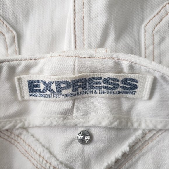 Y2K Express White Washed Button Fly Denim Skirt - Picture 9 of 11